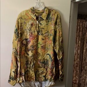 Johnny Was Yellow Casual Button Down Shirt